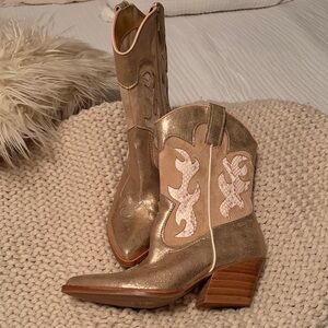 Dolce Vita Metallic Gold Heeled Boots